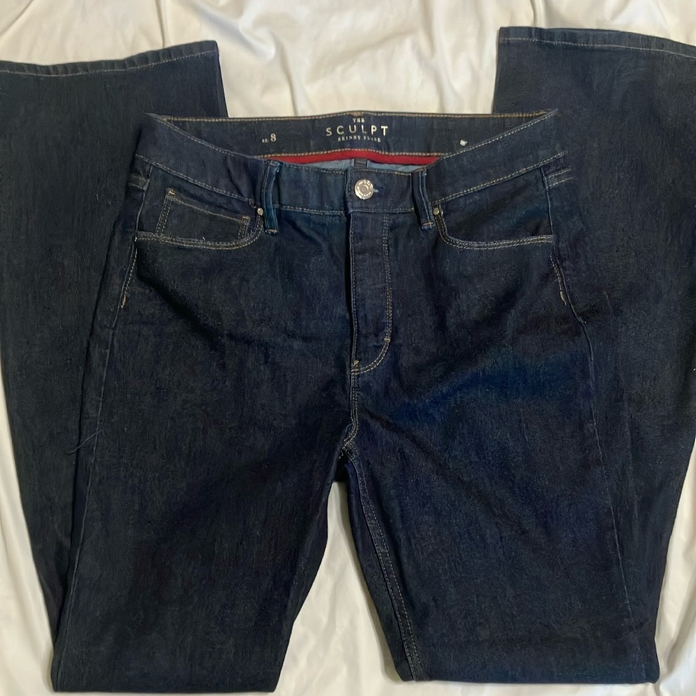 WHBM Dark Skinny Flare Jeans